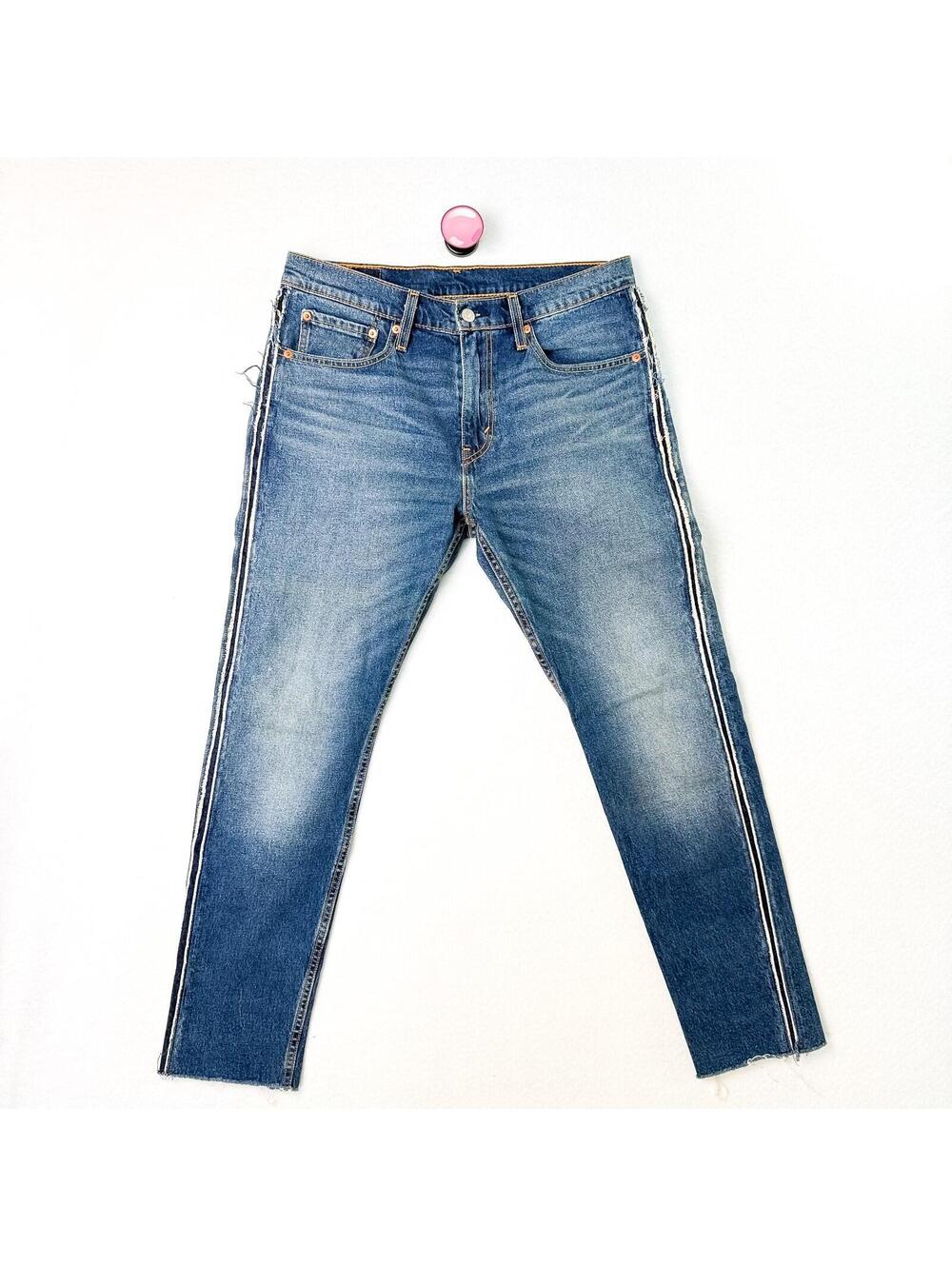 Levi's 512 Side Stripe Raw Hem Jeans Tapered Y2K Streetwear Men's 31x30